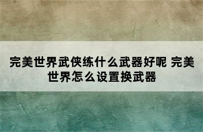 完美世界武侠练什么武器好呢 完美世界怎么设置换武器